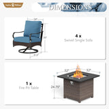 Sophia & William Metal Patio Furniture Set with Fire Pit Table, 5 Pieces