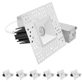 LUXRITE 1-Inch LED Recessed Trimless Spotlight with Junction Box, Twist N' Lock & Interlocking Trim, 5CCT 2700K-5000K, 7W, 500LM, CRI90, 38° Beam Angle, Dimmable, IC Rated, Wet Rated, ETL (6 Pack)