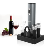 Jwalin Rechargeable Electric Wine Opener Gift Set – 6-in-1 Automatic Wine Bottle Opener with Foil Cutter, Aerator Pourer, 2 Vacuum Stoppers & Base Stand – Perfect Wine Gift for Wine Lovers