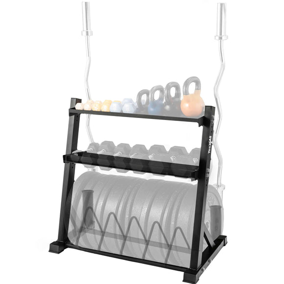 Yes4All Multi-Functional Weight Storage Racks, Dumbbell Rack for Home Gym Storage of Dumbbell/Kettlebell/Weight Plate & Barbell - 1000LBS Capacity Yes4All