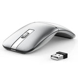 Bluetooth Wireless Arc Travel Mouse, Bluetooth 5.0/4.0 & 2.4G Tri-Mode, Rotating Foldable Ergonomic Mice, Type-C Rechargeable Multi-Device for Microsoft Laptop, PC, MacBook, Chromebook,Lenovo - Silver