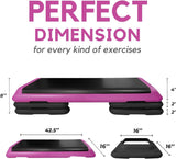 Yes4All Adjustable Workout Aerobic Exercise Step Platform Health Club Size with 4 Adjustable Risers Included and Advanced Risers Options - Pink Black