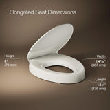 KOHLER 25875-47 Hyten® Elevated Quiet-Close™ elongated toilet seat, Almond
