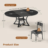 Itaar Round Extendable Dining Table Set for 4-6 People, 5-Piece Kitchen Table Set with 4 Cushion Chairs