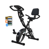 BARWING Stationary Exercise Bike for Home with App,5 IN 1 Foldable Indoor Cycling Bike for Seniors, 350LB Capacity, 6.6 LBS Flywheel，16-Level Magnetic Resistance, Seat Backrest Adjustments