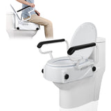 NIdreamCE Raised Toilet Seat for Seniors with Flip-up Handles, 5.9" Adjustable Toilet Seat Riser Elevated Medical Supplies & Equipment for Handicap, Elderly, Hip Replacement After Surgery