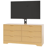Garvee Wood TV Stand with Mount, Entertainment Center with 6 Drawers, Corner Media Console for 32–85 Inch TVs, Modern Storage TV Cabinet for Living Room Bedroom