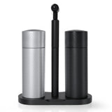 ARKNOAH Salt and Pepper Grinder Set 2-Pack with Stand, Adjustable Coarseness Mill - Aerospace Aluminum Body, Stainless Steel & Ceramic Core, Refillable Spice Grinders for Kitchen & BBQ