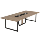 Tribesigns 8FT Conference Table, 94.49 L x 47.24 W x 29.53 H Inches Large Meeting Podcast Table for 10 People, Business Style Wooden Training Table with Strong Metal Frame for Office Conference