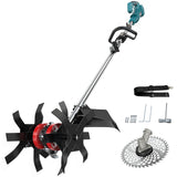Cordless 2-in-1 Tiller Cultivator & Weed Wacker Compatible with Makita 18V Battery (Tool Only), Ecarke Brushless Electric Garden Tiller Weed Eater, 9" Tilling Width 9.4" Depth for Soil Cultivation
