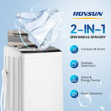 ROVSUN 17.8LBS Portable Washing Machine, Full-Automatic Electric Laundry Machine with Stainless Steel Drum, Compact Washer and Spin Dryer Combo with Drain Pump for Apartment, Dorm, Home