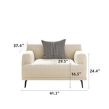 NessCarsti 1-Seater Sofa Chair, Modern Low Backrest Single Couch,Off-White