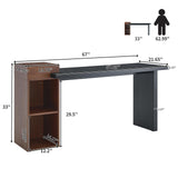 67 inch Executive Work Desk for Home Office Modern Office Desk with Storage Black Large Computer Desk Heavy Duty Study Writing Table Business