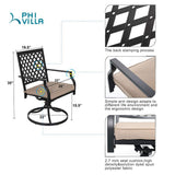 PHI VILLA Patio Dining Set for 4, Swivel Chairs& Metal Table