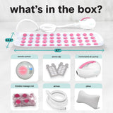 SereneLife Bubble Bath Mat - Portable Spa Bubble Bath Massager with Waterproof Bath Light & Pillow, Adjustable Bubble Intensity, Easy Button Control, Remote Control (Pink)