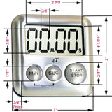 Elegant Digital Kitchen Timer Stainless Steel - Variety 8 Pack - Strong Magnet - Loud Alarm - Large Display - Auto Memory - Auto Shut-Off - (2 Each Silver, Lime, Plumberry, Charcoal 8-Pack)