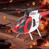rcxperts YU Xiang F119S MD500 Remote Control Helicopter, 1/16 2.4G 9CH 250-Class 6-Axis Gyro Military RC Helicopter with 6G/3D Switchable Modes and Optical Flow for Adult(Red & White/2 Battery)