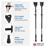 Carehofu Ergonomic Forearm Crutches Spring Assist Crutches for Adults,Comfortable and Height Adjustable Arm Crutches Forearm with Anti-Slip Base,Walking Crutches with Cuffs, Not a Pair (Black)