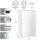 Antarctic Star Mini Compact Refrigerator with Freezer, 3.2 Cu.Ft. Single Door with Adjustable Thermostat,Removable Glass Shelves for Apartment/Dorm/Office,WHITE