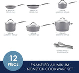 Nonstick Cookware Pots and Pans Set, 12 Piece, Sea Salt Gray Rachael Ray
