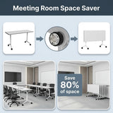 IEDZBEQ Office Conference Table on Wheels – Flip Top Modular Meeting Table for 2-30 Person,Mobile SeminarsTraining Tables for Office Conference Room,Seminar,Home (4, White, 47IN)