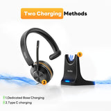 XocvDuy Bluetooth Headset, Wireless Headset with Mic for Work, Bluetooth 5.3, Wireless Headphones with AI Noise Cancelling Microphone (Clear Calls & Mic Mute), USB Dongle, for Computer/PC/Laptop/Zoom