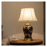 Desk Lamp Gilt Hand-Painted Ceramics Table Lamp Bedroom Bedside Lamp Office Desktop Decoration Desk Lamp Navy Blue Glazed Ceramic Table Lamp