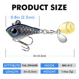 TRUSCEND Vibespinner Easy Catch Fishing Lures with BKK Hooks, Tail Spinner Baits with 4 Actions, Vibrating Swimming Flashing & Jigging for More Bites, Spoon Lures for Bass Trout Crappie Walleye Pike