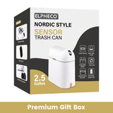 ELPHECO Bathroom Trash Can with lid 2.5 Gallon, Motion Sensor, White Golden