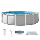 INTEX Prism Frame 15 ft x 42 in Above Ground Pool Set, Round Swimming Pool with Steel Frame, 1000 GPH Cartridge Filter Pump, Ladder, Cover, & Ground Cloth