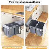 Double Pull-Out Under Cabinet Trash Can with Lid - Sliding Kitchen Recycling Bin for Efficient Waste Management, Soft-Close Design, 10+20L Capacity for Garbage Sorting