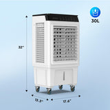 ROVSUN 7.9Gal Portable Swamp Cooler, 2300CFM Evaporative Air Cooler with Auto Oscillating, Remote, 3 Speeds, 12H Timer & 4 Ice Packs, 3-IN-1 Humidifying Cooling Fan Indooor Outdoor Patio Garage