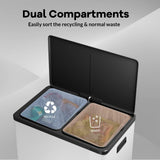 GAOMON Kitchen Dual Trash Can and Recycling Bin, 2 x 8 Gallon Stainless Steel Trash Can, 60 Liter, Removable Inner Bin and Soft Close Lid, Suitable for Home, Office, Business - White