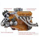 MechPuConToy Mini V8 Engine Model Kit That Runs, 1/6 Scale Water-Cooled V8-OHV-44 PRO 4-Stroke V8 Engine, Build Your Own V8 Metal Engine That Works