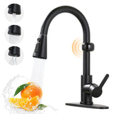 Touchless Kitchen Faucet Motion Sensor - Activated Smart Hands Free Kitchen Faucets with Pull Down Sprayer Single Handle Kitchen Sink Faucet,Matte Black