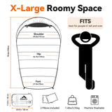 MEREZA Mummy Double Sleeping Bag for Adults with Pillow Cold Weather 0 Degree 2 Person Sleeping Bag for Couples Family Camping