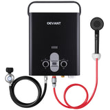 Propane Water Heater, 1.32 GPM 5L Portable Tankless Water Heater with Overheating Protection, Upgrade Screw-free Back Shell, Instant Hot Water for RV Camping, Outdoor Shower (BLACK)