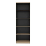 Tuhome Home 71" Tall Standard Bookcase with 5 Open Storage Shelves, Closed Back, Freestanding Living Room, Office or Bedroom Storage, Coastal Oak/Wenge