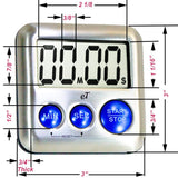 Elegant Digital Kitchen Timer Stainless Steel - Strong Magnetic Back - Kickstand - Loud Alarm - Large Display - Auto Memory - Auto Shut-Off - Model eT-24 (Plumberry 6-Pack) by eTradewinds
