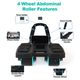2025 New Automatic Rebound Ab Roller Wheel with Elbow Support & 4-Wheel Design - Core Exercise Equipment for Home Gym, Abdominal Workout Machine for Men/Women, Belly Fat Burner,Portable Fitness Roller Wheel (Blue)