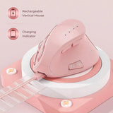IDJXNXYDH Pink Ergonomic Wireless Mouse Rechargeable 2.4G Bluetooth 3 Device Silent Vertical Mouse for Laptop PC Mac Tablet