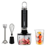 Cordless Immersion Hand Blender with Charging, 4 in 1 Hand Blenders Set,6-Speed Turbo, Wall-Mountable Design, Includes Chopper, Whisk & Frother for Soup, Baby Food & Smoothies (Black)