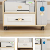 PXIWDAN Printer Stand Wood Printer Stand with Wheels Movable Cart Storage Rack Office with Drawer Shelf for Office(B)