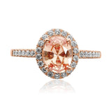 Oseew 10k gold morganite rings 10k gold Morganite Engagement Ring Ovel Gemstones Rose gold morganite ring halo Free Engraving