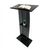 47" Acrylic Podium Stand, 12mm Ultra-Thickened Clear Church Pulpit with Storage Shelf, Heavy Duty Portable Lectern for Classroom