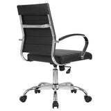 Office Chair Mid Back Desk Chair PU Leather Ribbed Executive Swivel Computer Chair with Wheels