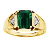 Oseew Emerald Ring for Men 10k 14k 18k solid gold Square Emerald Gemstone Engagement Ring Promise Ring for Him Men’s Fine Luxury Jewelry for Him Husband Anniversary Fathers Day