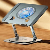 DTTLYQF Laptop Stand 360° Rotatable Aluminum Tablet Cooling with Folding Fan Radiator Lift