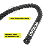 Max4out Battle Ropes 1.5 inch 30 ft - Polyester Workout Rope Heavy for Home Body Workouts Building Muscle, Gray Black