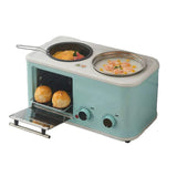 JDXQBLD Portable Multifunction 3 in 1 Breakfast Machine, Electric Mini Oven, Family Breakfast Station for Baking, Frying,Blue